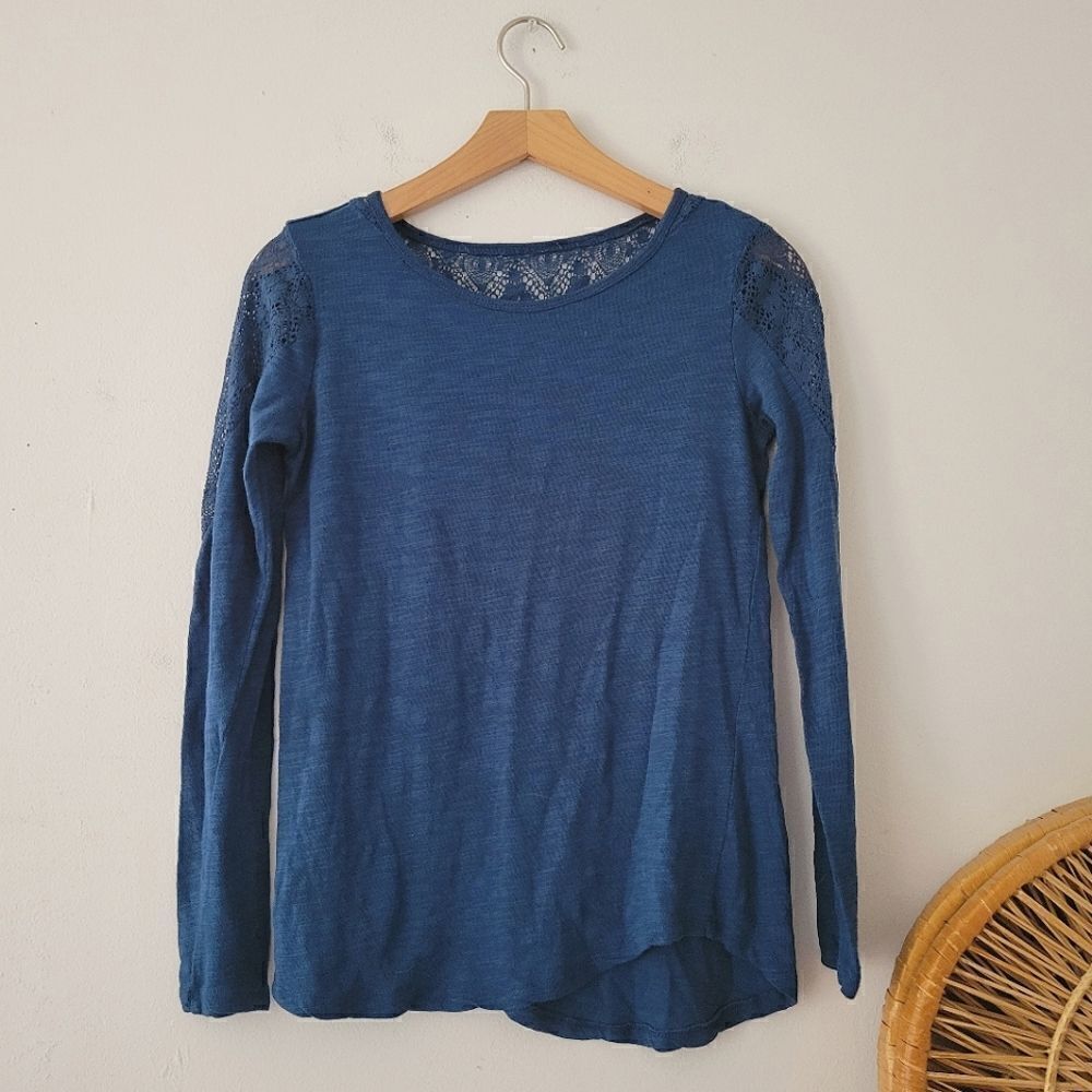 Earth Yoga Organic Cotton/Bamboo Long Sleeve Top Lace Small